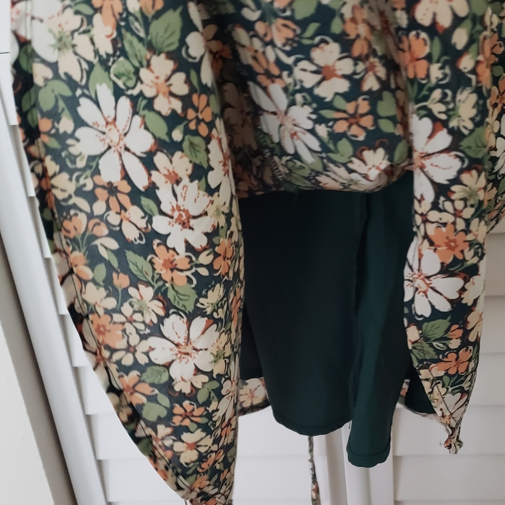 Allegra K Floral 3/4 Bell Sleeves Smocked Belted Flare Ruffle Dress Size S - Picture 10 of 16